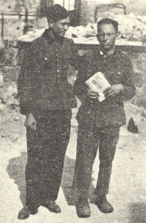 Arie Farber and Kolya Sanin, two of the Sonderkommando at the Ponary extermination site, who afterwards escaped and joined the partisans.